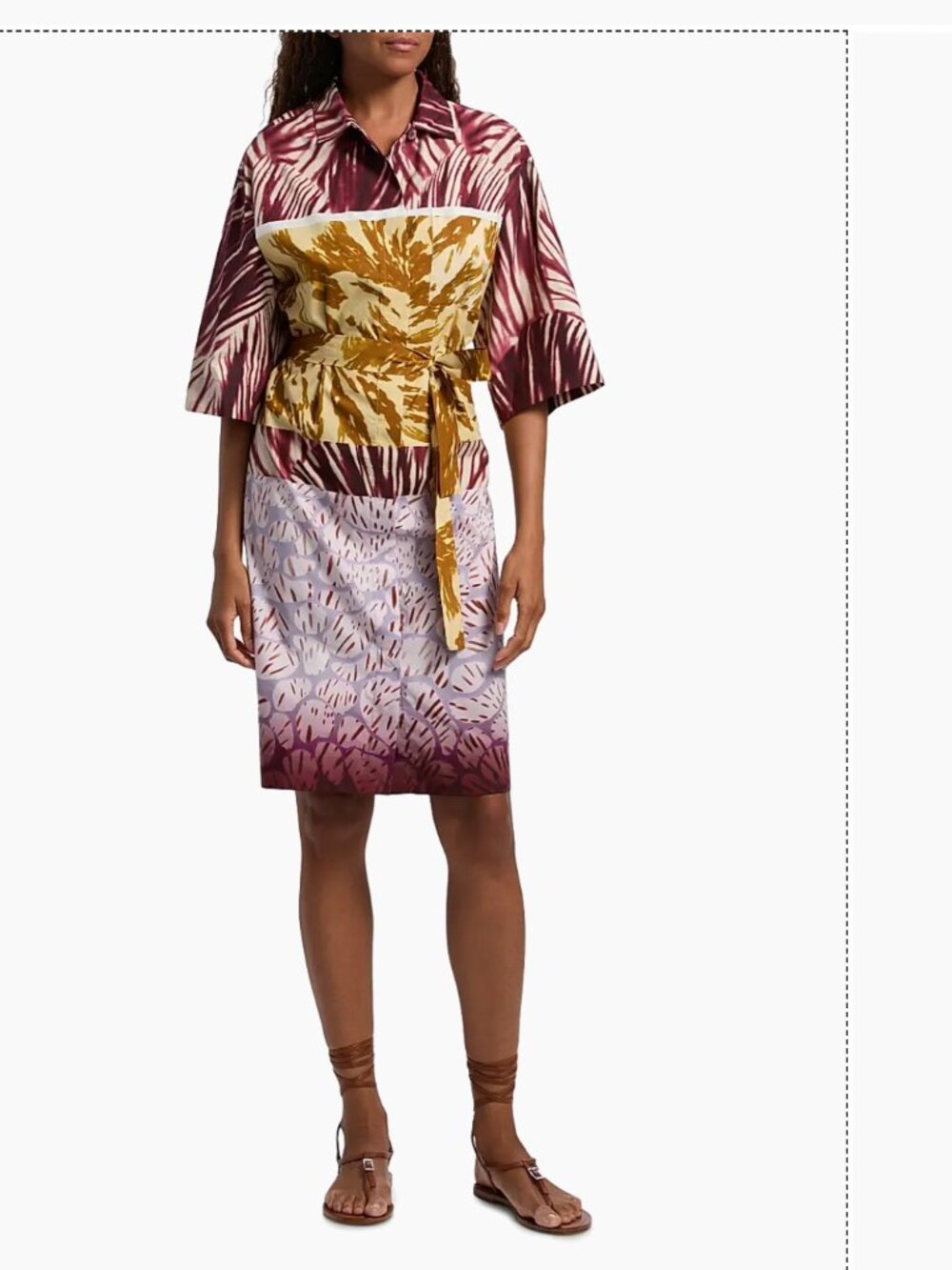 Dries Van Noten Cotton Tie-Waist Shirt Dress, Size M, NWT